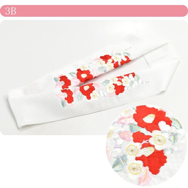 [岡重] レトロ 大正浪漫 紋刺繍衿 市松椿梅