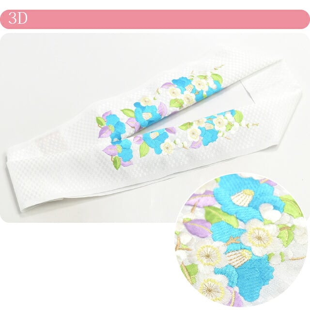 [岡重] レトロ 大正浪漫 紋刺繍衿 市松椿梅