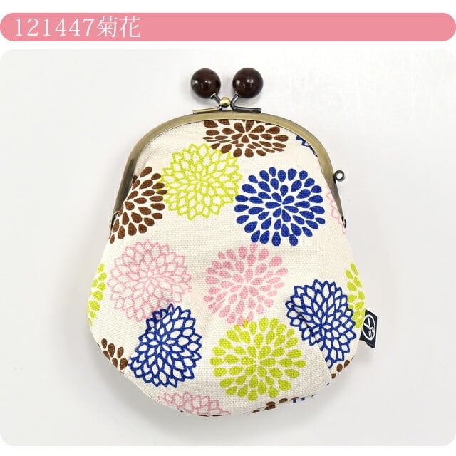 [五色帆布堂] 和の花 3.6寸 口金 丸ポーチ