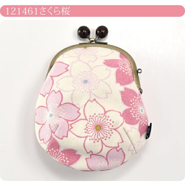 [五色帆布堂] 和の花 3.6寸 口金 丸ポーチ