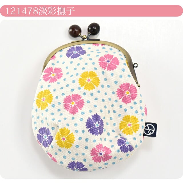 [五色帆布堂] 和の花 3.6寸 口金 丸ポーチ