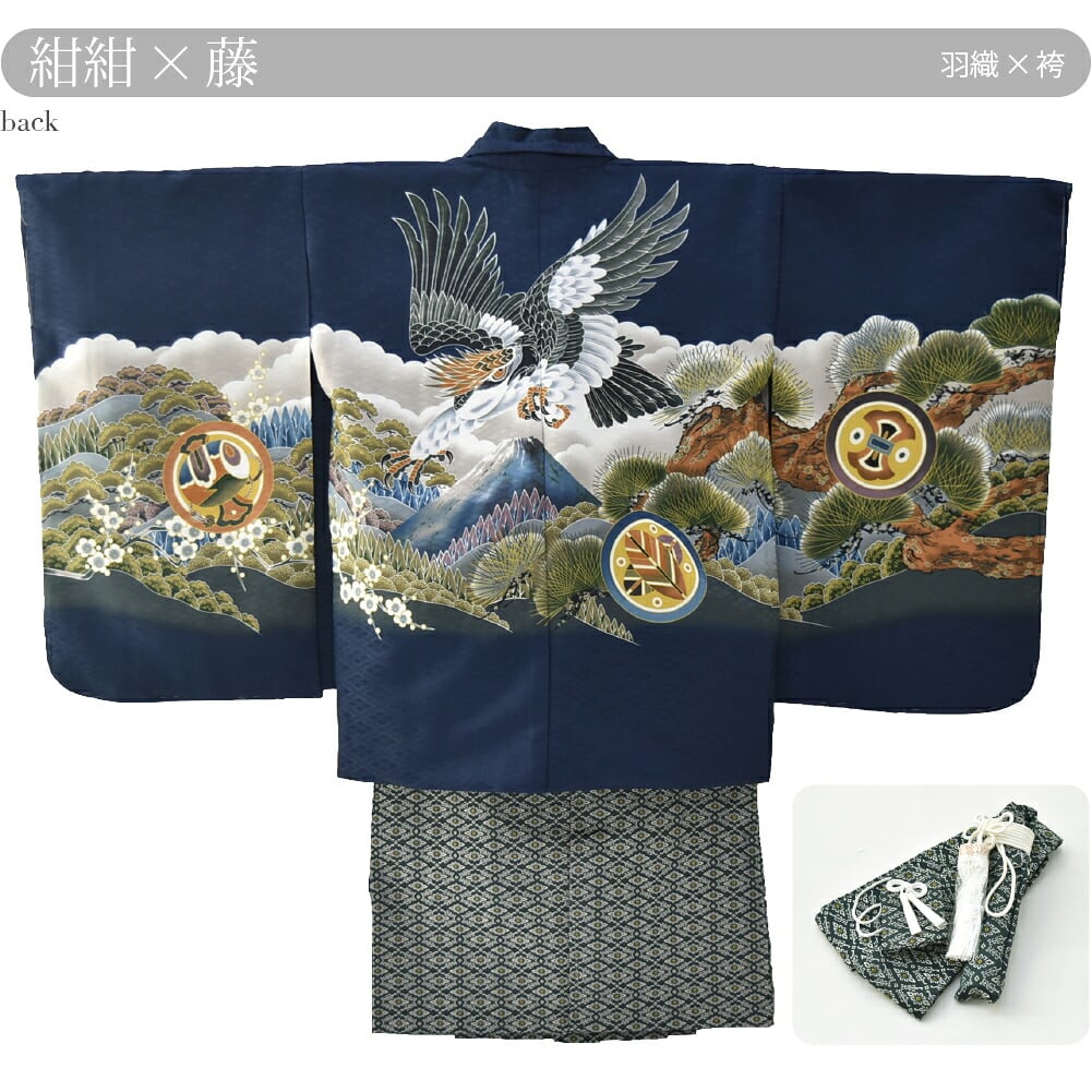 アンサンブル10点セット 鷹に富士 金襴袴 箱なし