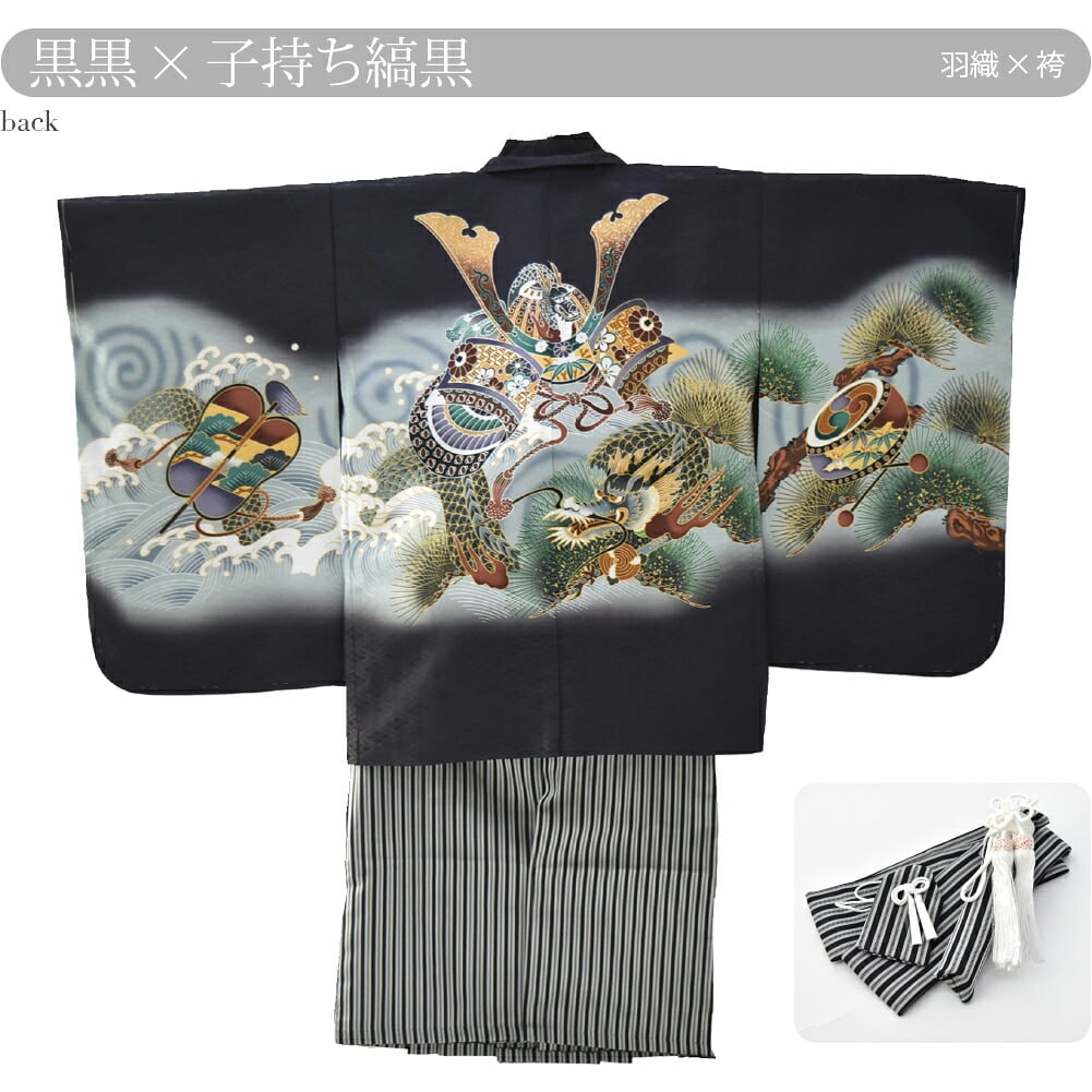 アンサンブル10点セット 兜に龍 縞袴 箱なし