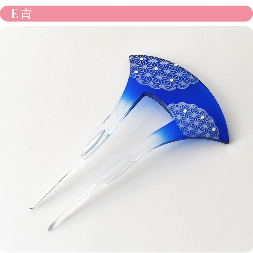 切子風 簪 バチ型 雪輪 麻の葉