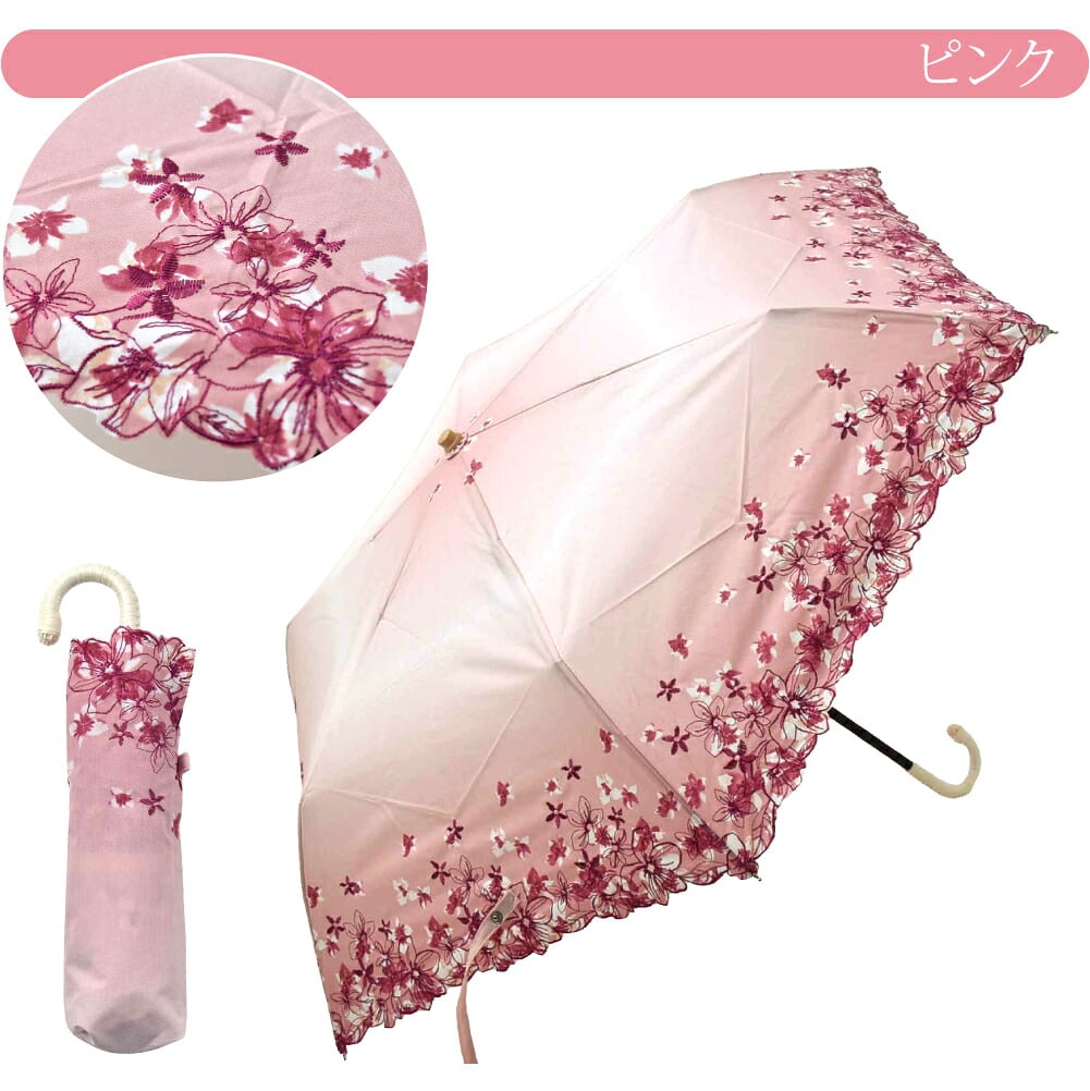 [because] 折りたたみ傘 ウォーターカラーフローラル ミニ