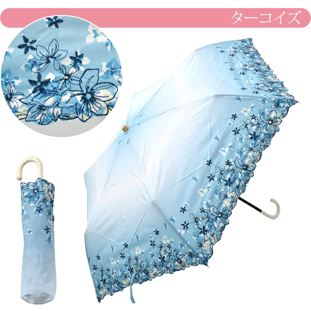 [because] 折りたたみ傘 ウォーターカラーフローラル ミニ