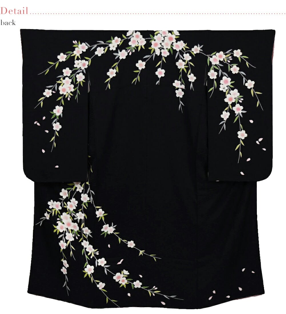 逸品 正絹 大四つ身 手描き友禅 枝垂桜