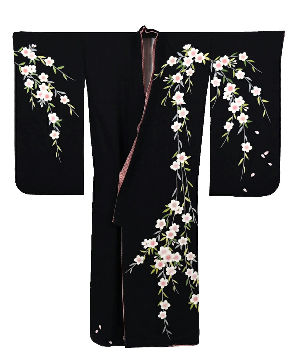 逸品 正絹 大四つ身 手描き友禅 枝垂桜
