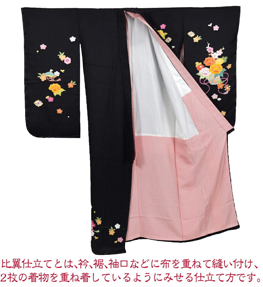 逸品 正絹 大四つ身 手描き友禅 花籠に宝尽くし