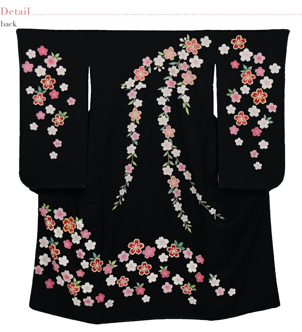 逸品 正絹 大四つ身 手描き友禅 桜しだれ