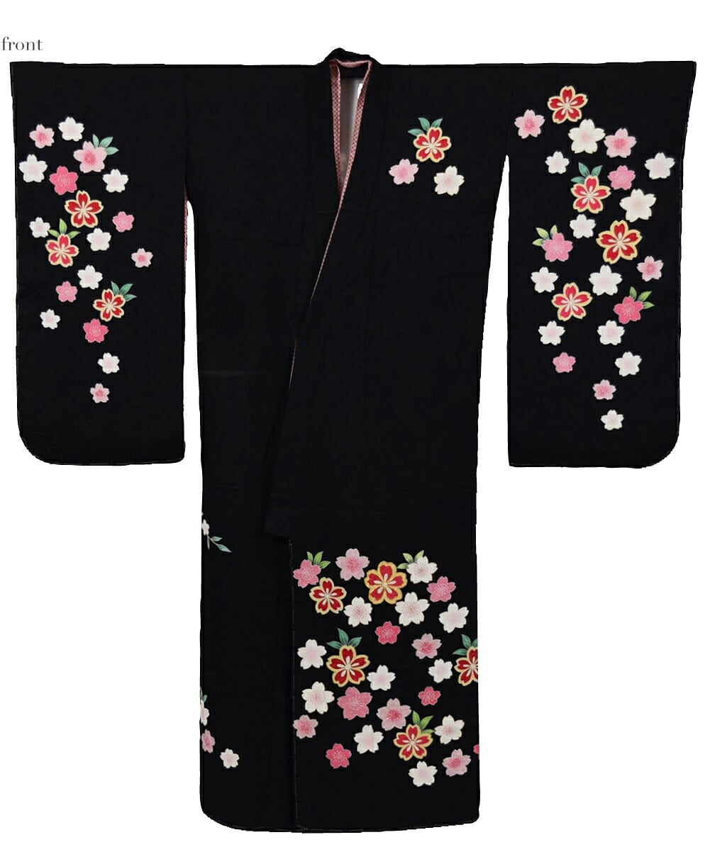 逸品 正絹 大四つ身 手描き友禅 桜しだれ
