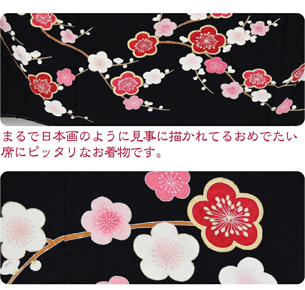 逸品 正絹 大四つ身 手描き友禅 梅枝垂れ
