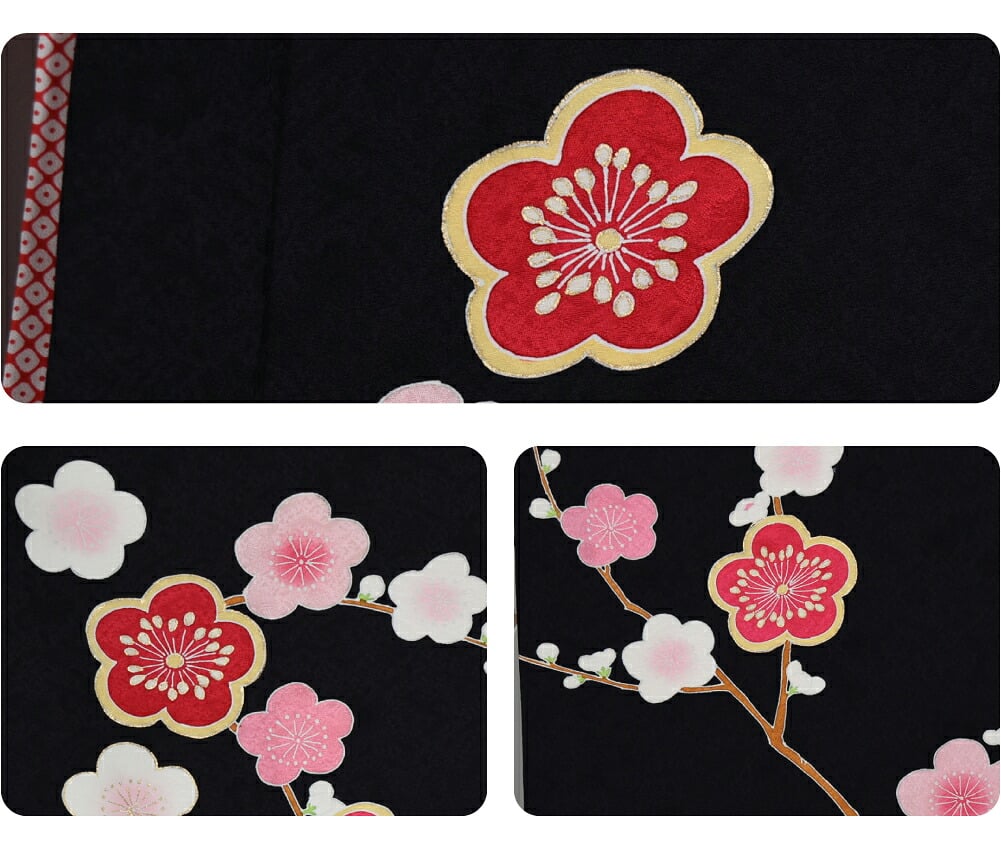 逸品 正絹 大四つ身 手描き友禅 梅枝垂れ