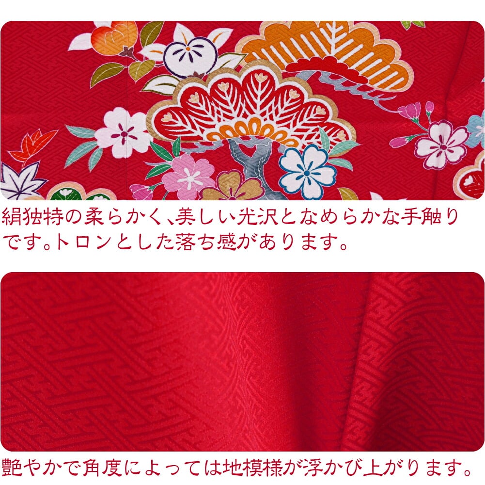 逸品 正絹 大四つ身 手描き友禅 松に橘桜