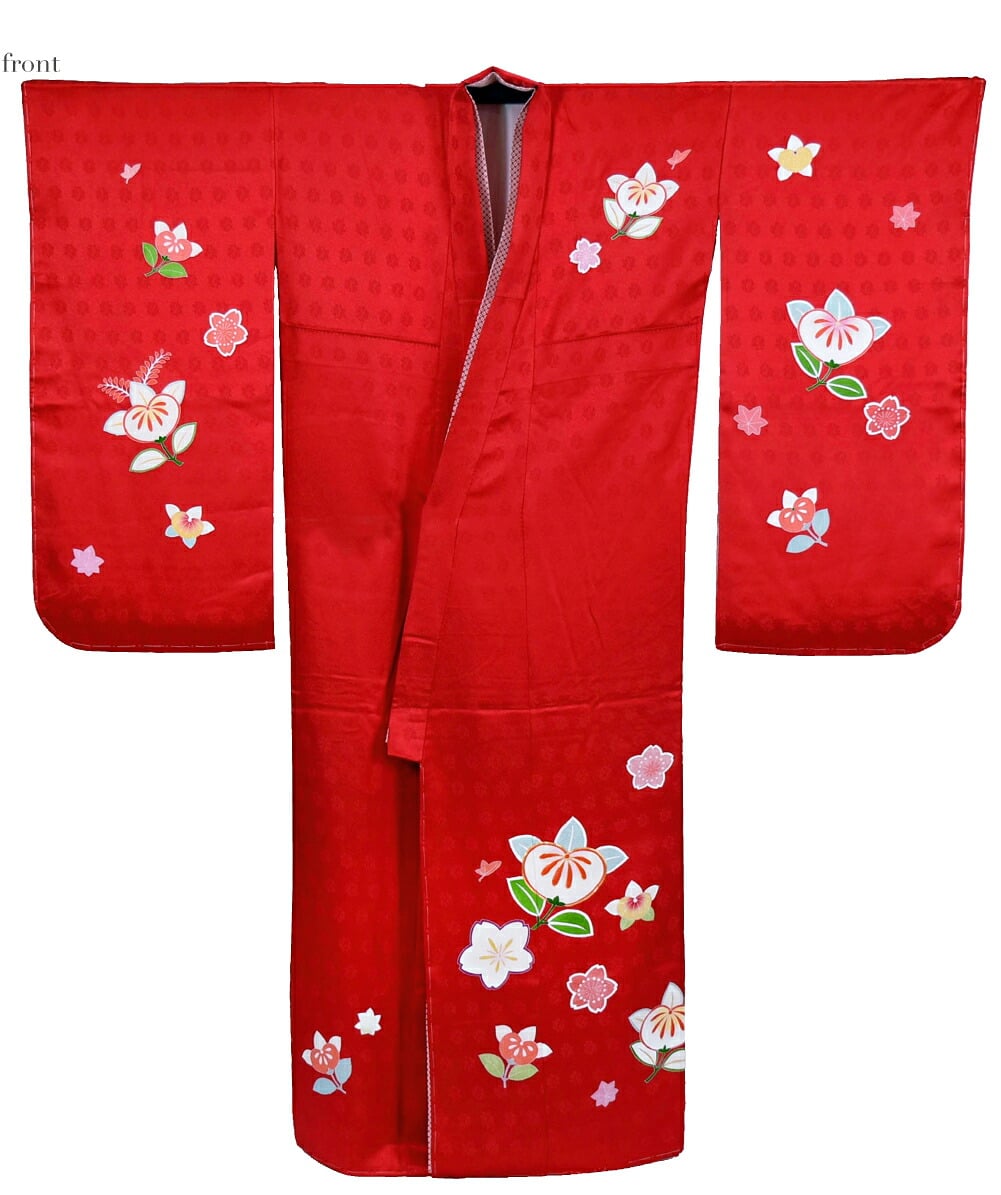 逸品 正絹 大四つ身 手描き友禅 橘桜