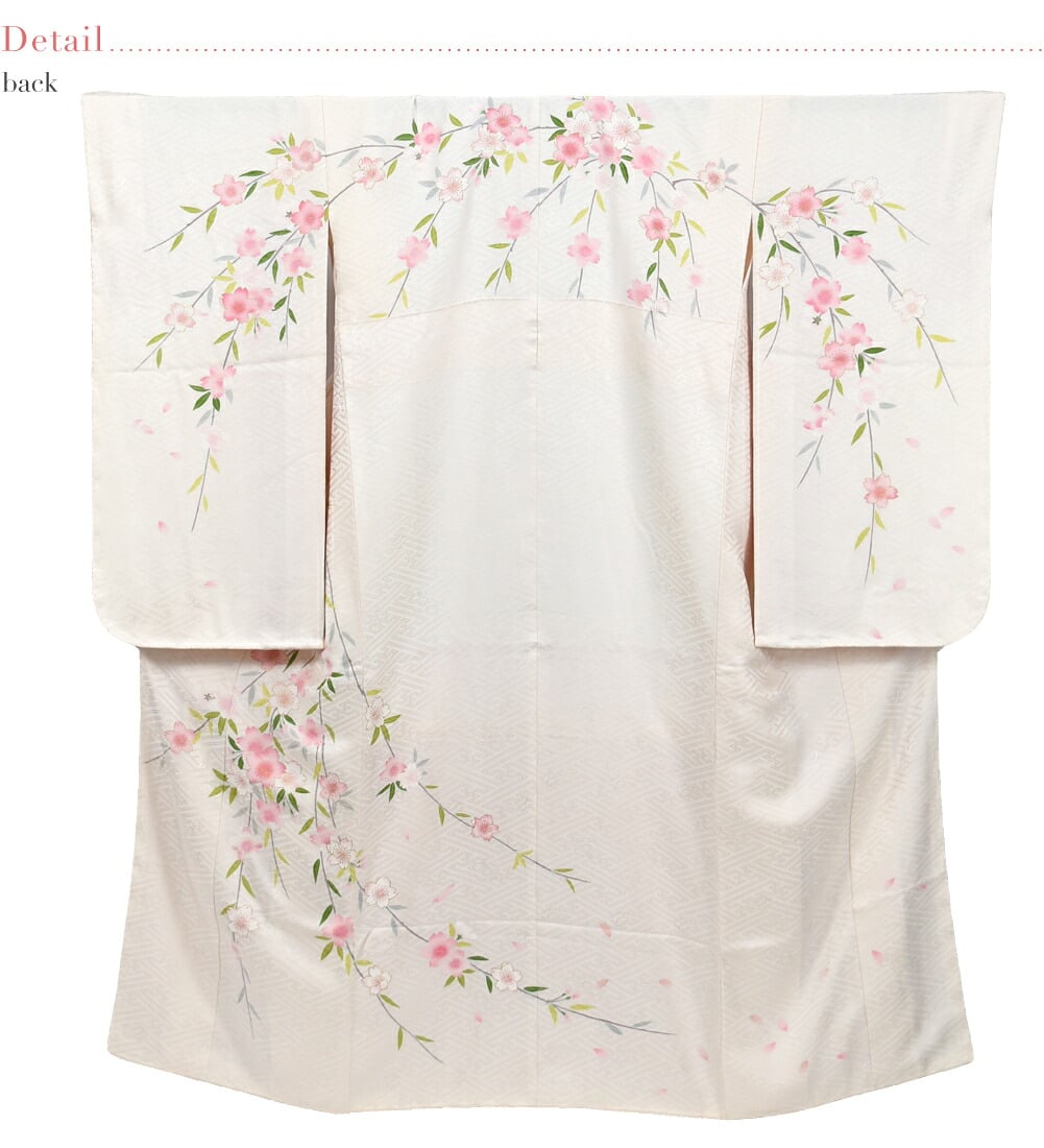 逸品 正絹 大四つ身 手描き友禅 枝垂桜