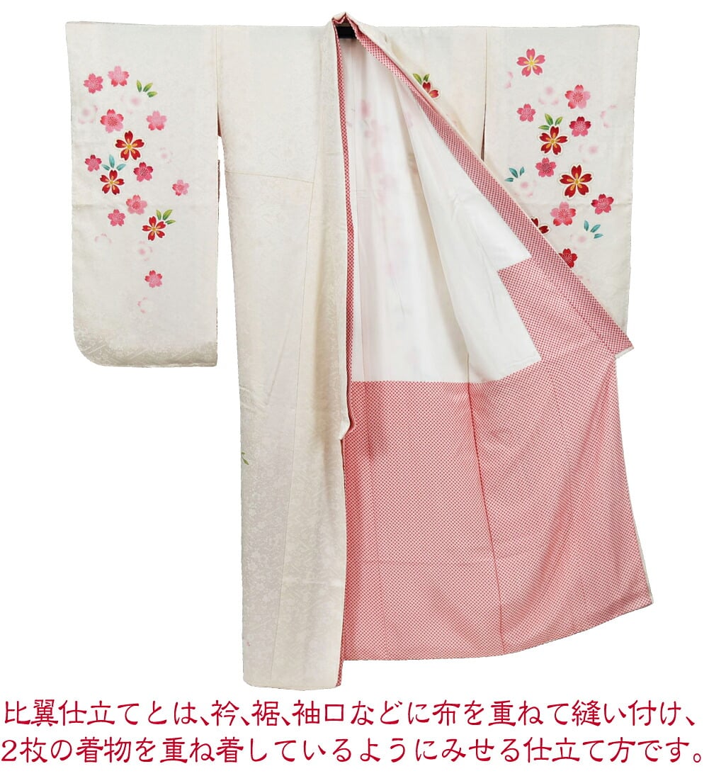 逸品 正絹 大四つ身 手描き友禅 桜しだれ
