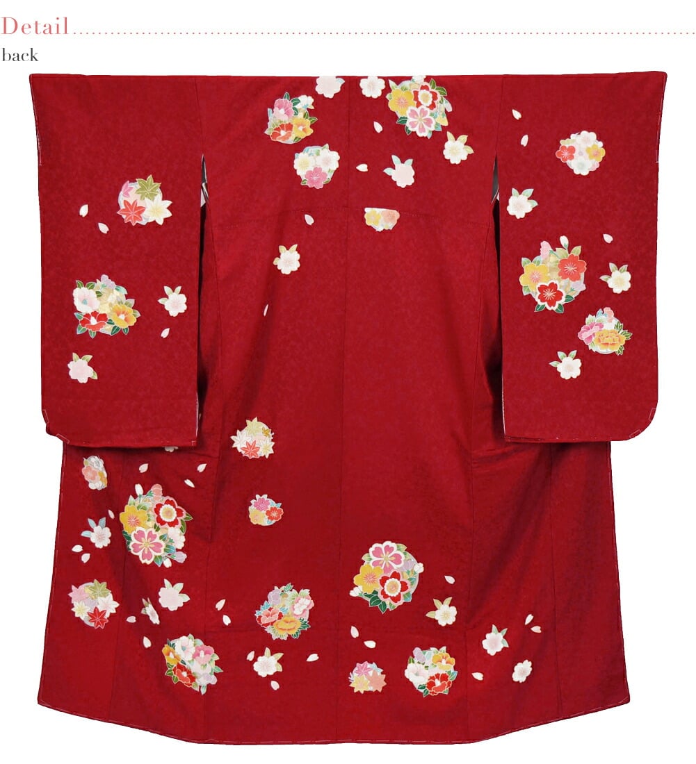 逸品 正絹 大四つ身 手描き友禅 四季花丸紋