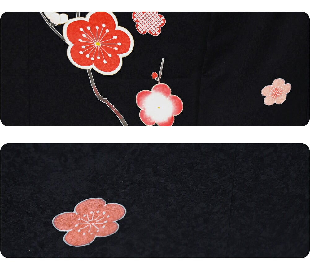 逸品 正絹 大四つ身 手描き友禅 槍梅