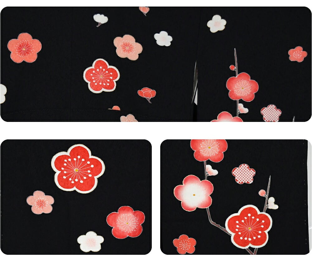 逸品 正絹 大四つ身 手描き友禅 槍梅