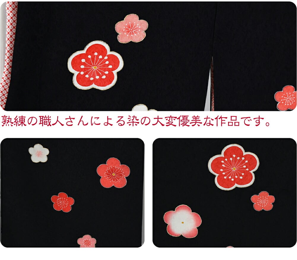 逸品 正絹 大四つ身 手描き友禅 槍梅