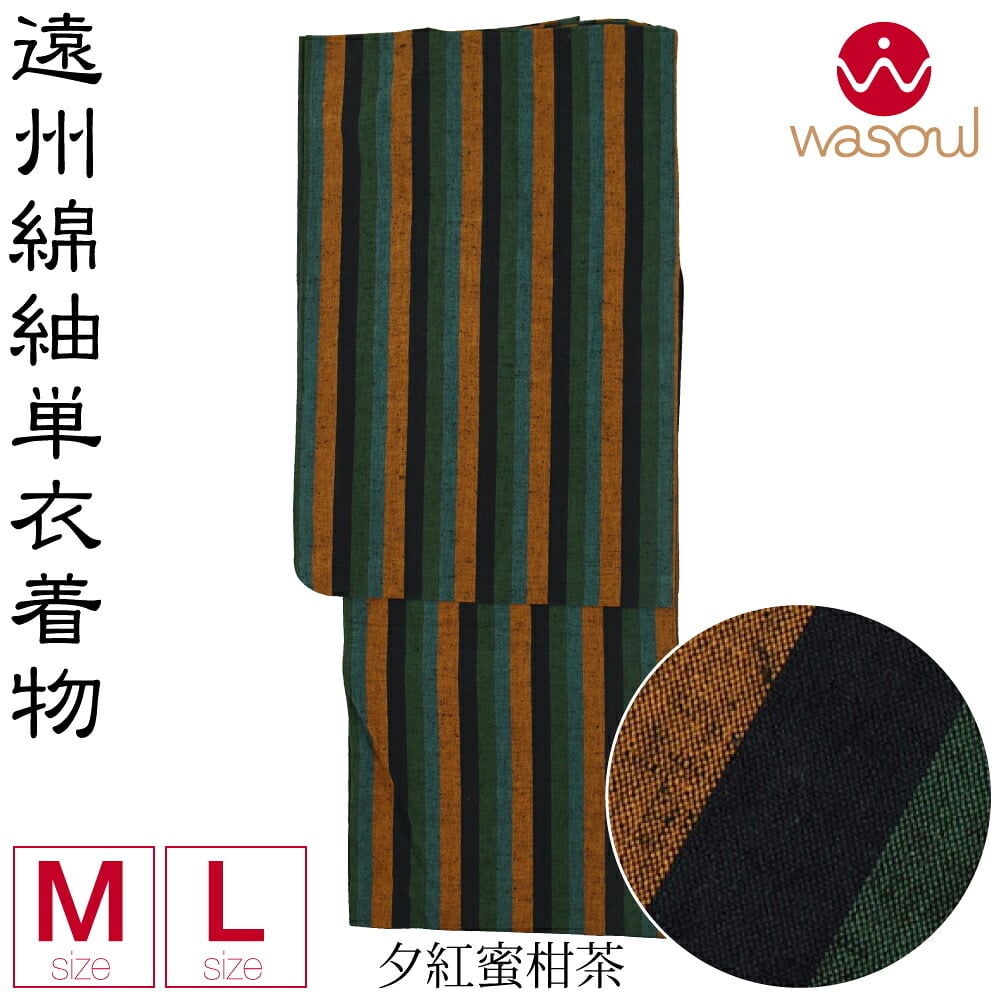 [WASOUL] 遠州綿紬 着物 浴衣 居敷当付