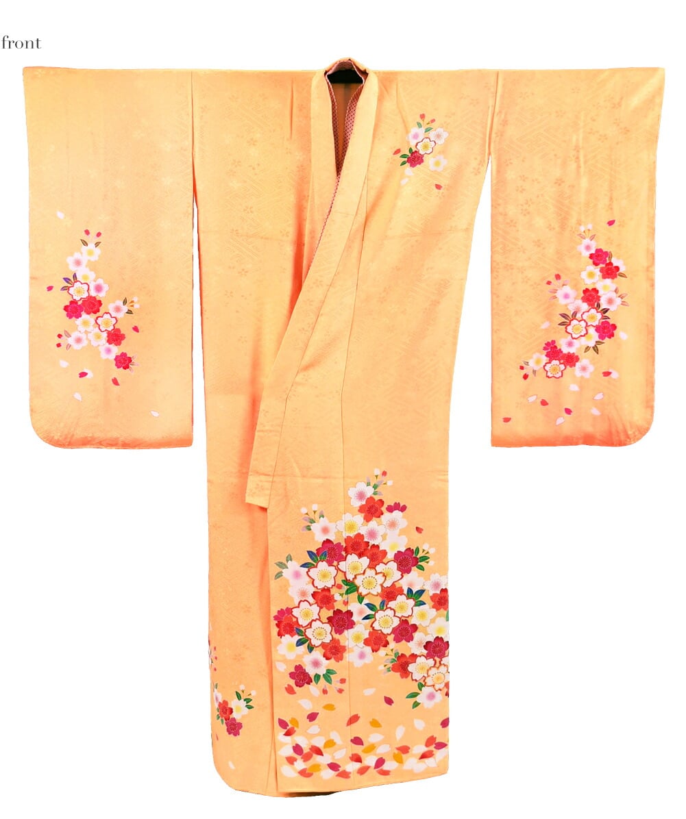 逸品 正絹 大四つ身 手描き友禅 桜