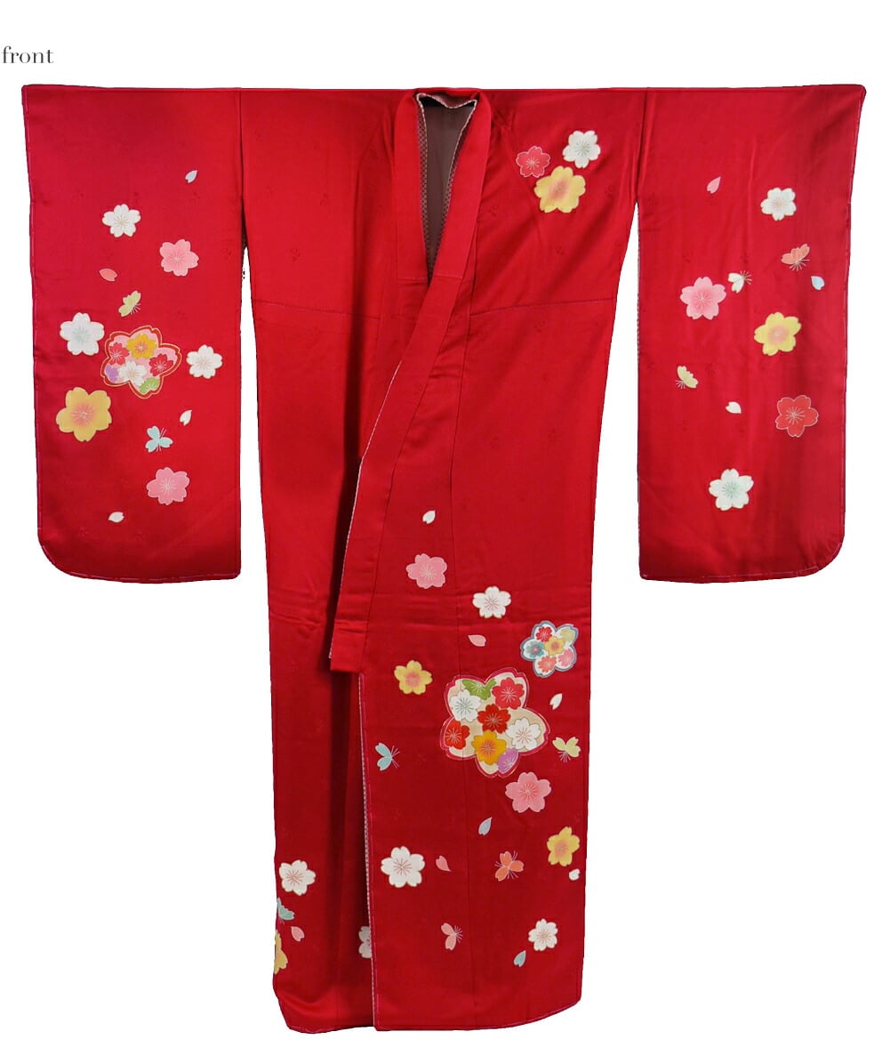 逸品 正絹 大四つ身 手描き友禅 大桜