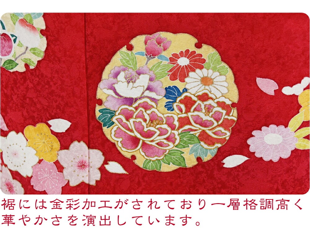 逸品 正絹 大四つ身 手描き友禅 雪輪に花
