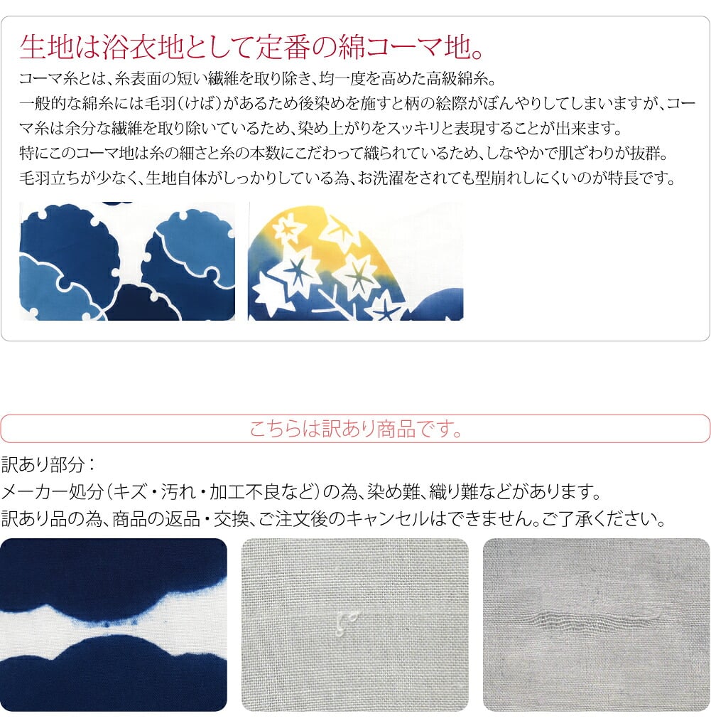 訳あり 高級 ゆかた コーマ白地 差分