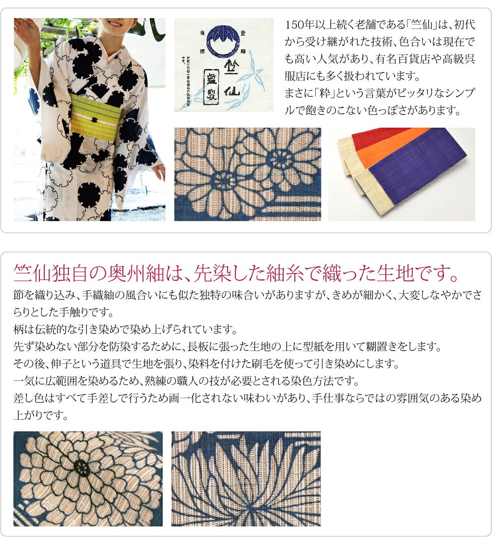 [竺仙] 奥州小紋 5502御簾に菊