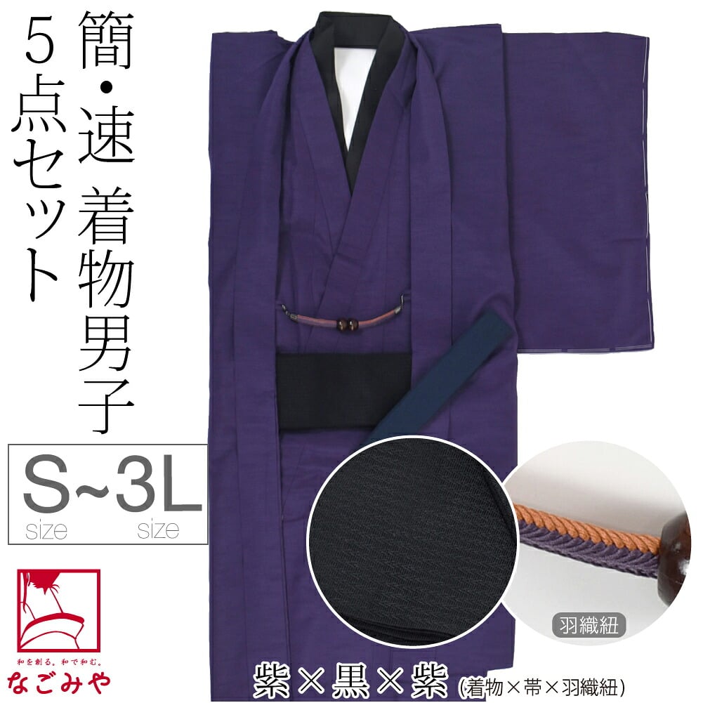 男物 アンサンブル 色無地プレタ 角帯 羽織紐 腰紐 セット