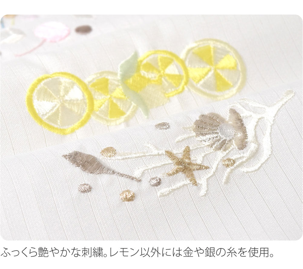 [oderun] 夏絽 刺繍半衿 白