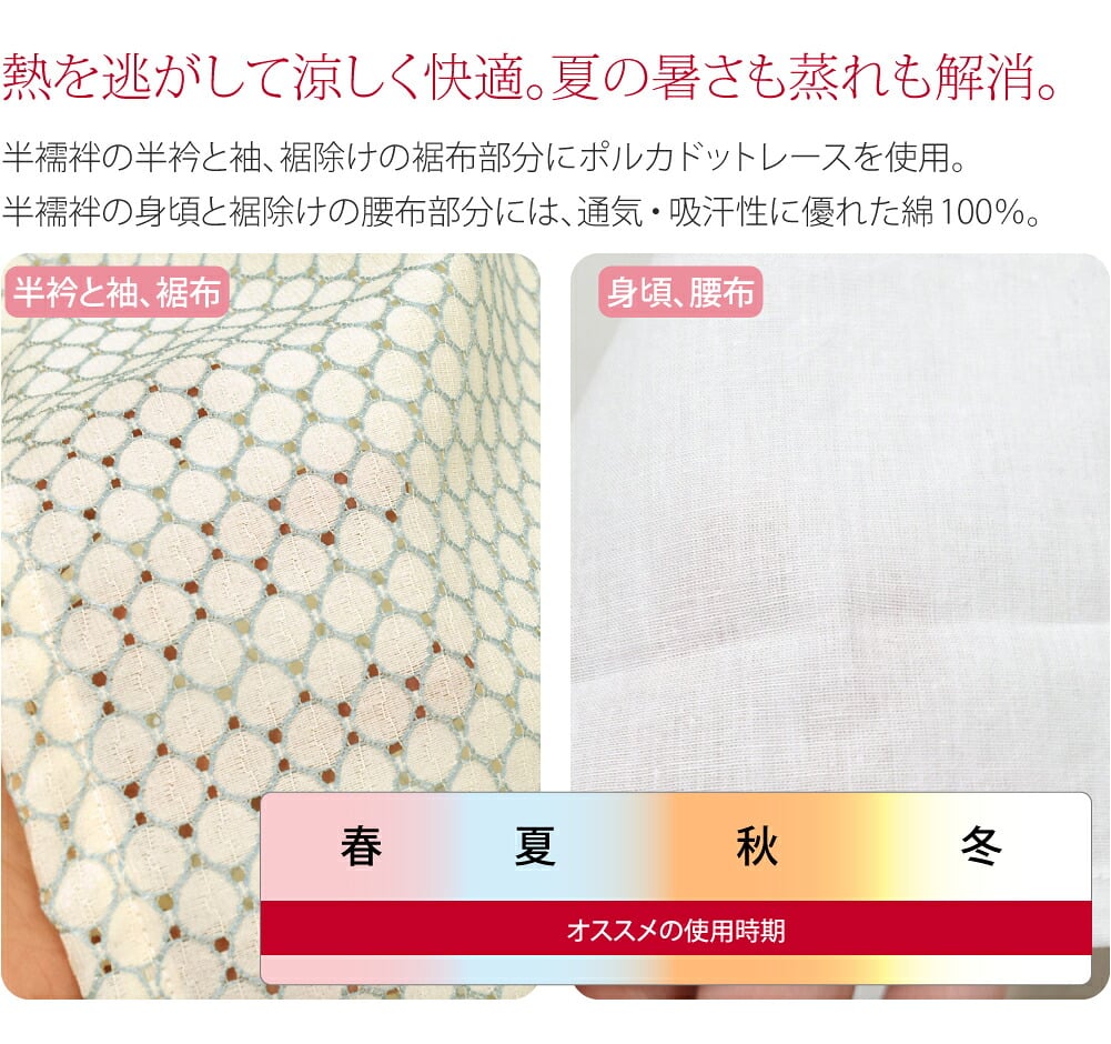 [WASOUL] レース 半襦袢 裾除け セット ポルカドット