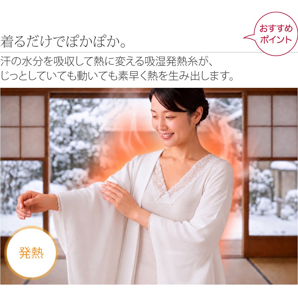 [あづま姿] あったかLINE 肌着 レース付