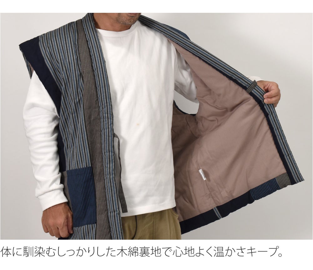 [宮田織物] 男物 60双糸縞 ポンチョ