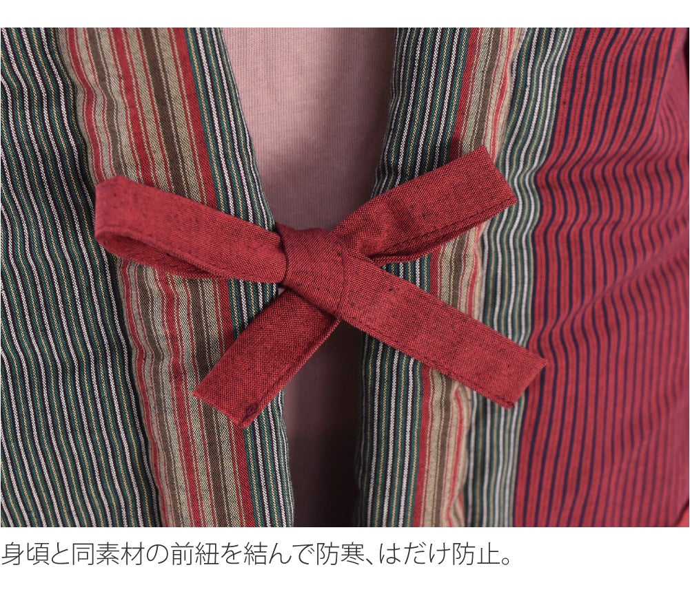[宮田織物] 女物 60双糸縞袢天